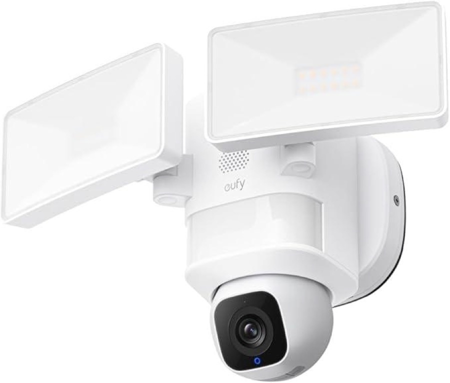 eufy Security Floodlight Camera E30, Security Camera Outdoor, 360° Pan and Tilt, AI Detection and Tracking, 2K Video, 2.4GHz Wi-Fi, 2,000 Lumens, Custom Voice and Light Alerts, 24/7 Recording